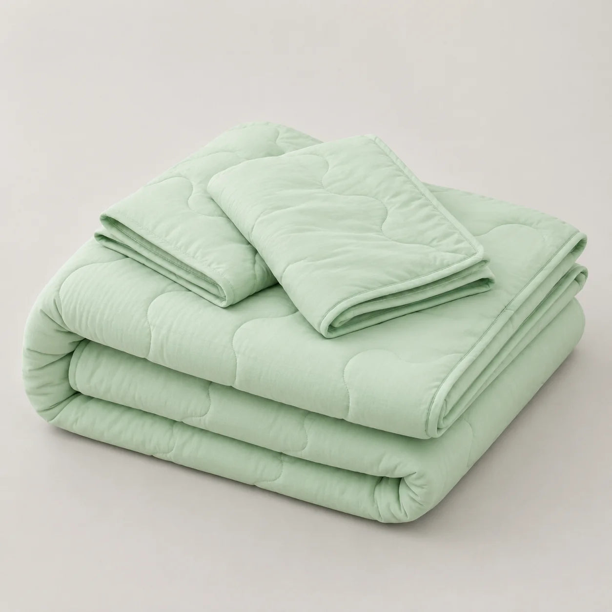 Cubrelecho Acolchado Cotton Sense Solo Fondo Verde - Azul