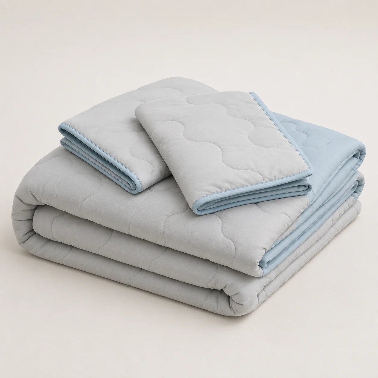 Cubrelecho Acolchado Cotton Sense Solo Fondo Azul - Gris