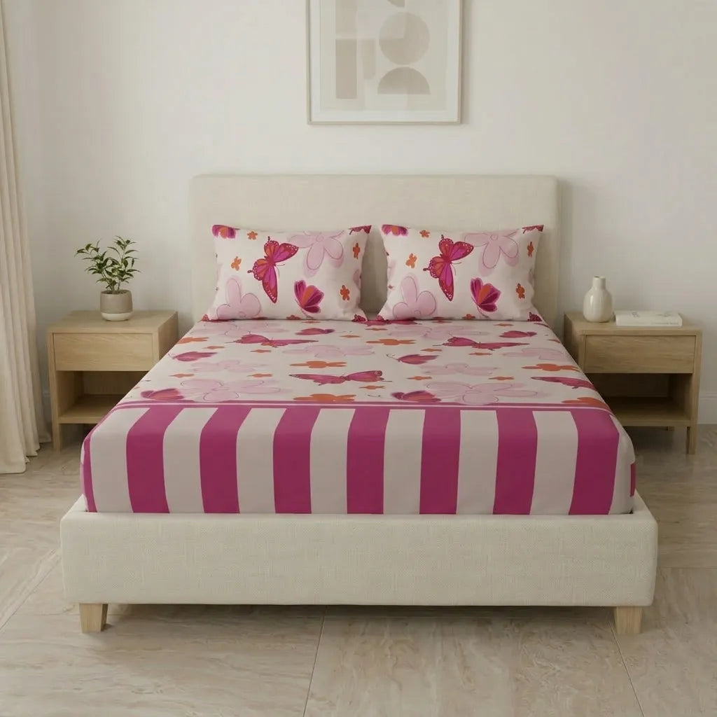 Sábana Ajustable Happy Field Rosa
