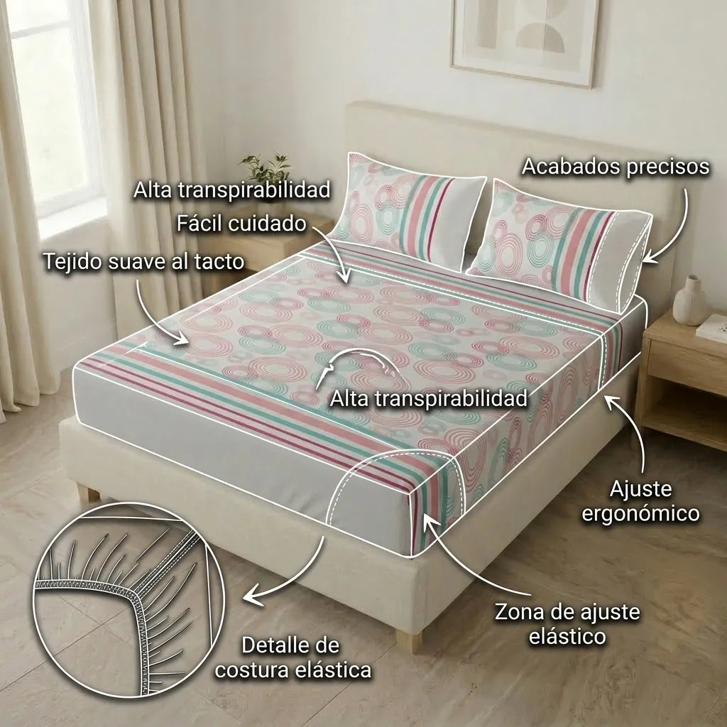 Sábana Ajustable Ripple Mint