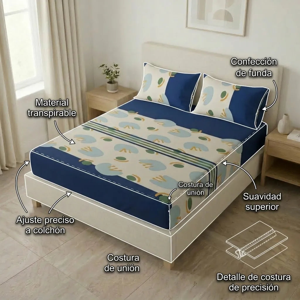 Sábana Ajustable  Deep Blue Motion