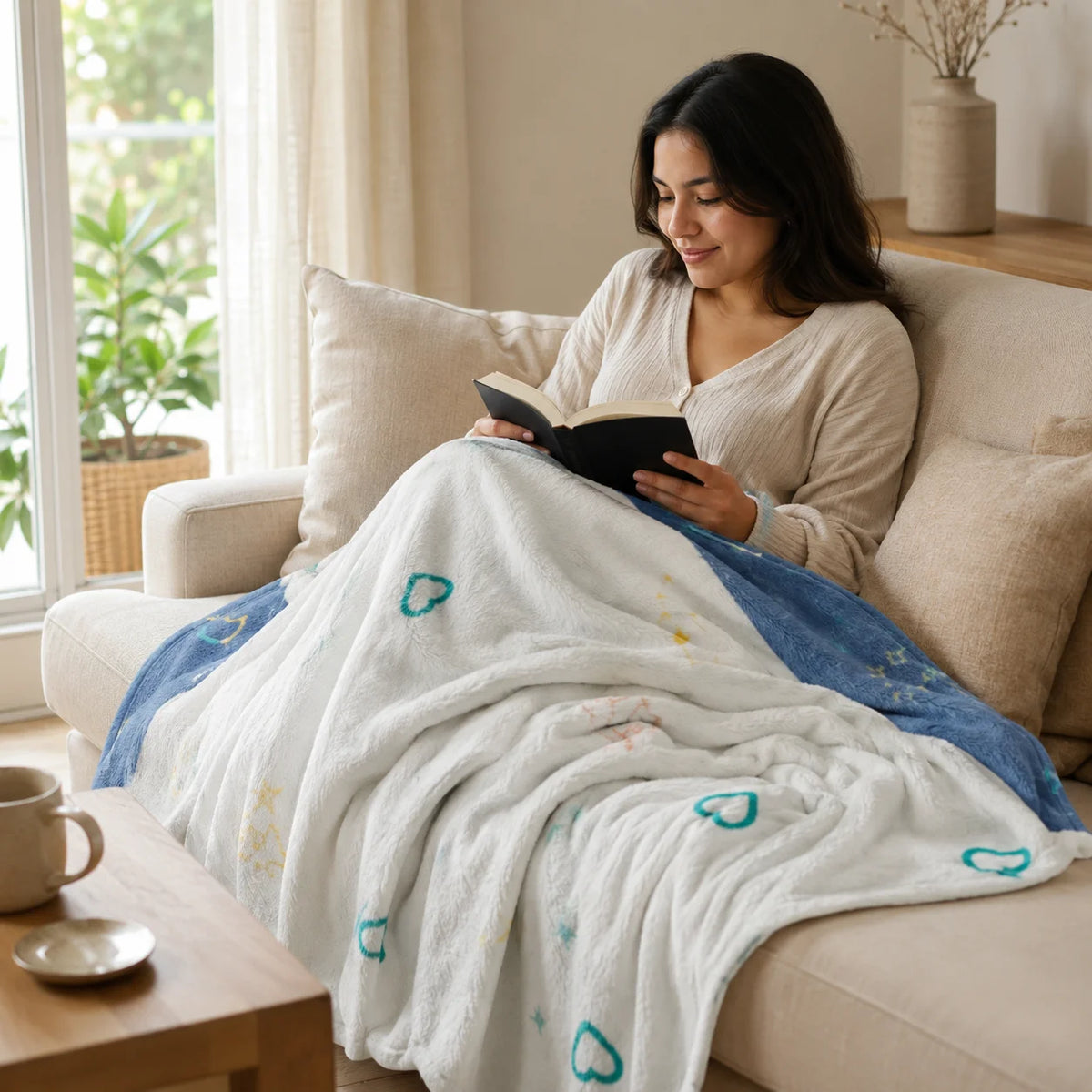 Cobija Piel De Durazno Estampada Explosión De Amor