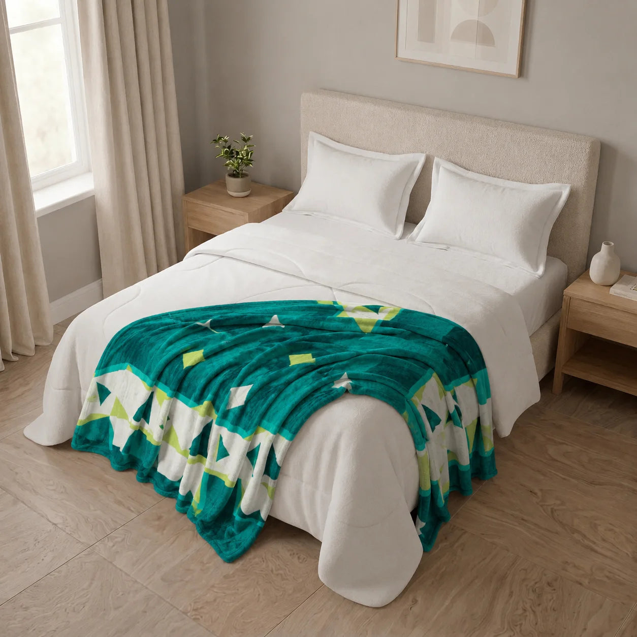 Cobija Piel De Durazno Estampada Pulse Moderno