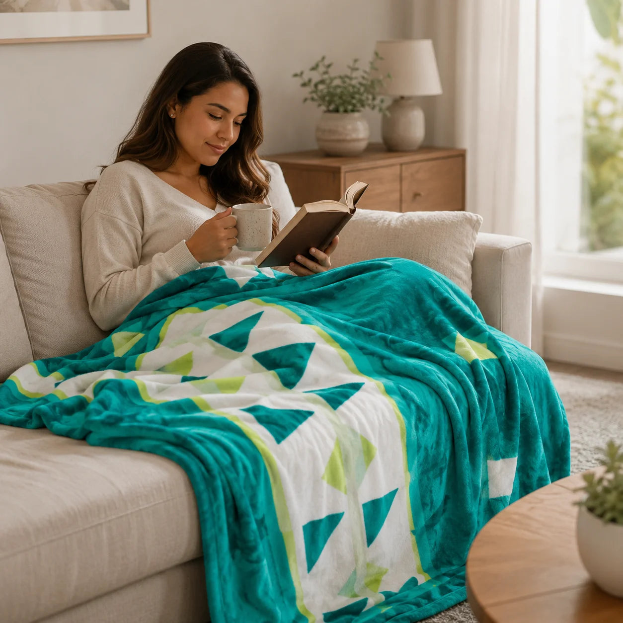 Cobija Piel De Durazno Estampada Pulse Moderno