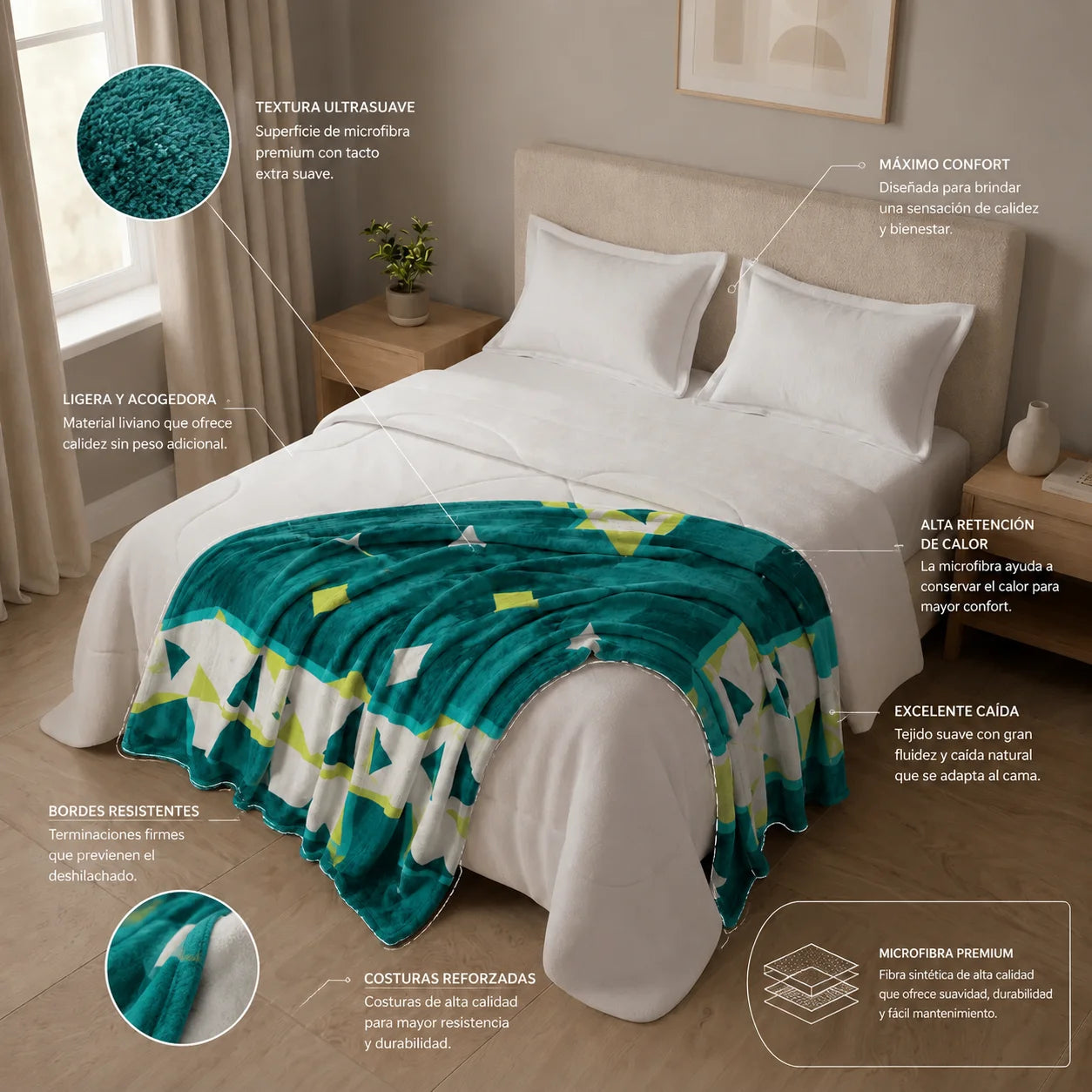 Cobija Piel De Durazno Estampada Pulse Moderno