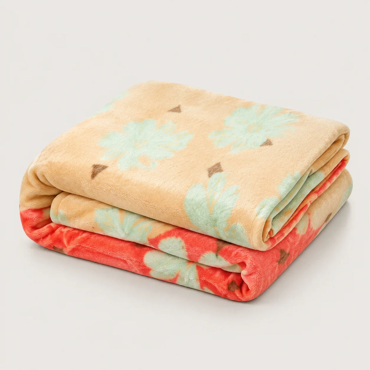 Cobija Piel De Durazno Estampada Bosque Salmon