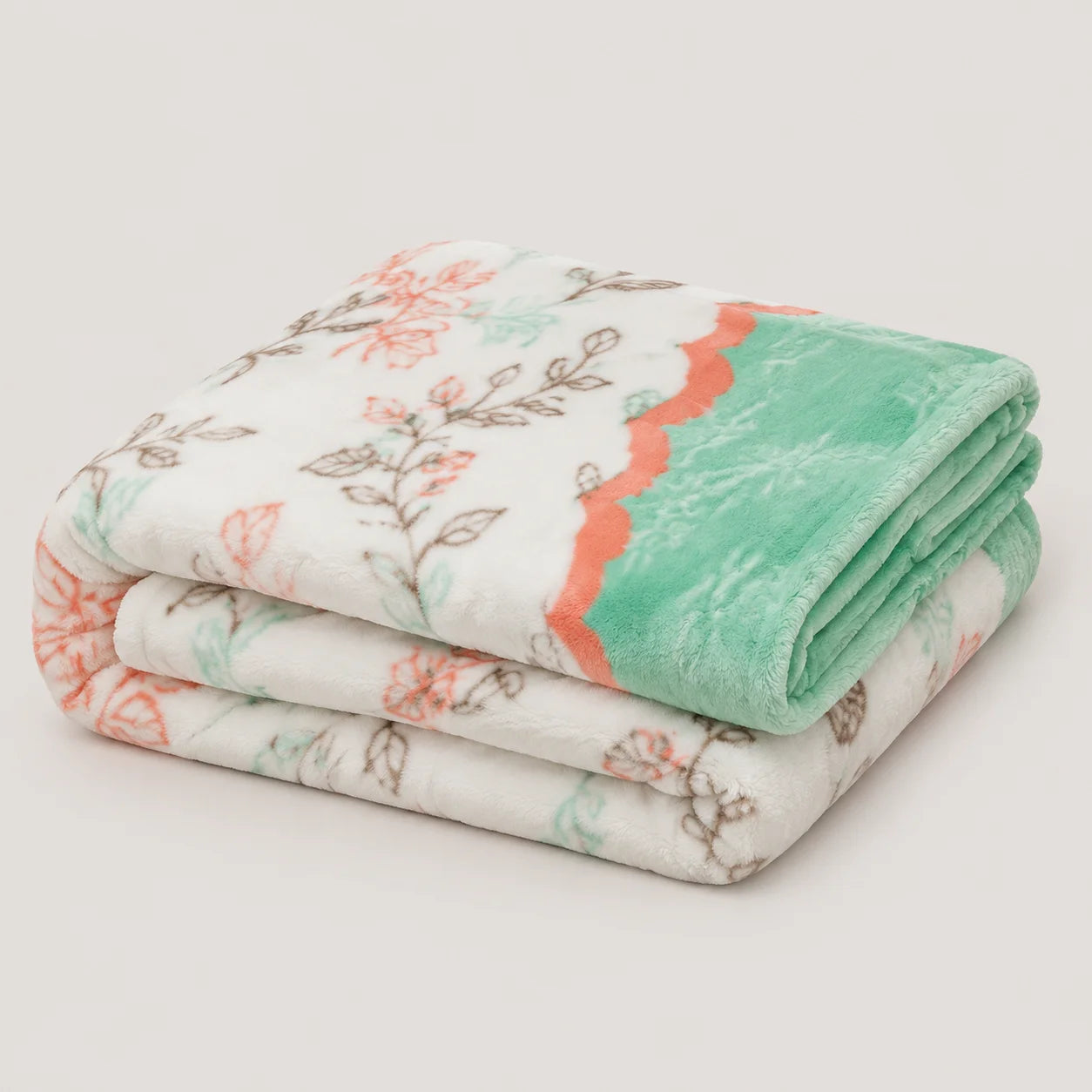 Cobija Piel De Durazno Estampada Hojas De Verano