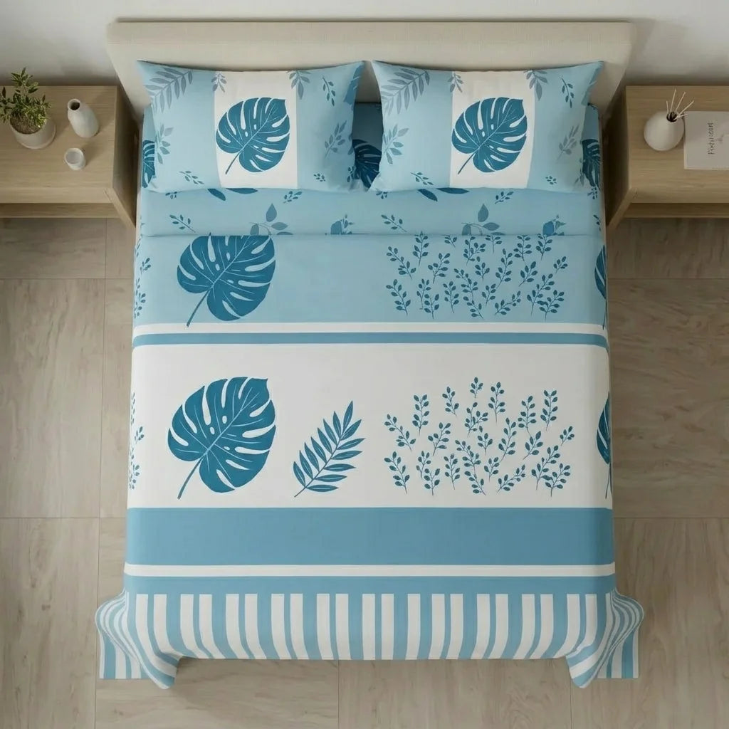 Juego De Sábanas Con Cortinas Avoria Salvaje Azul