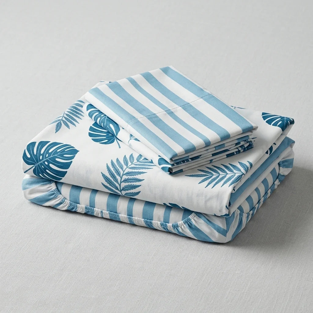 Juego De Sábanas Con Cortinas Avoria Salvaje Azul