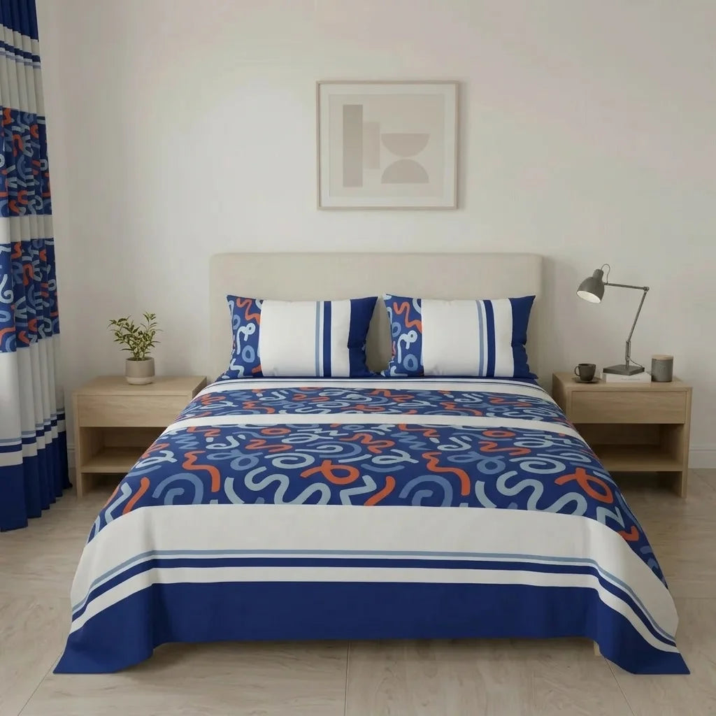 Juego De Sábanas Con Cortinas Neo Trazo