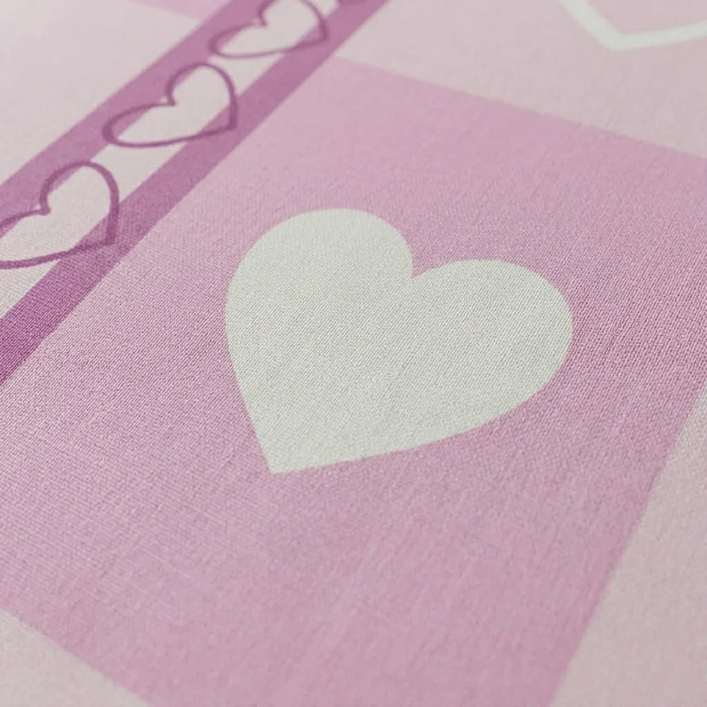 Juego De Sábanas Con Cortinas Corazones Del Mar Fucsia