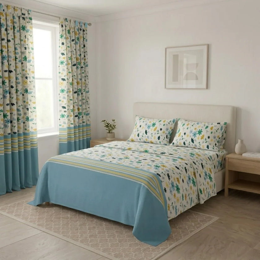 Juego De Sábanas Con Cortinas  Aroma De Flores