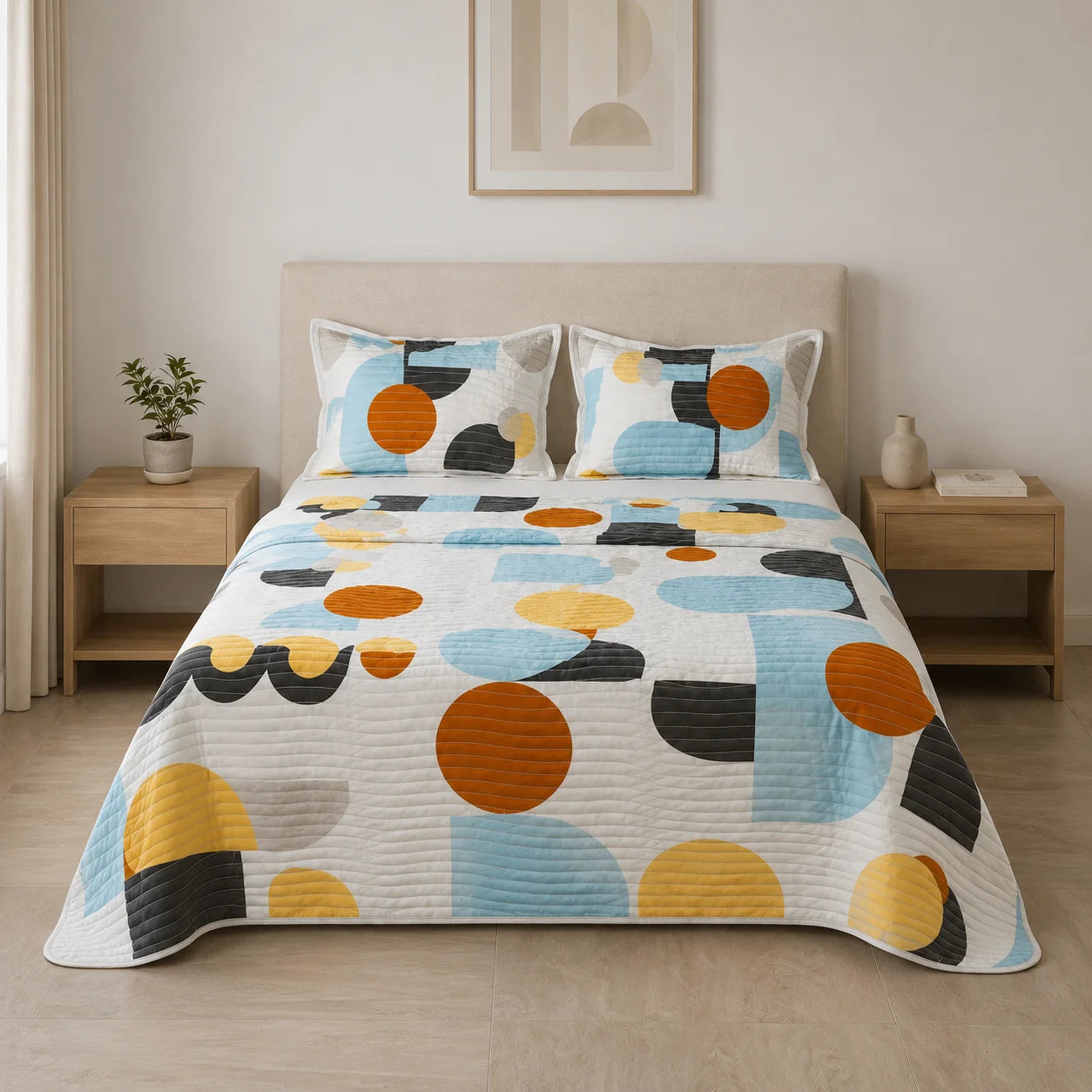 Cubrelecho Estampado Prensado Doble Faz Geo Balance