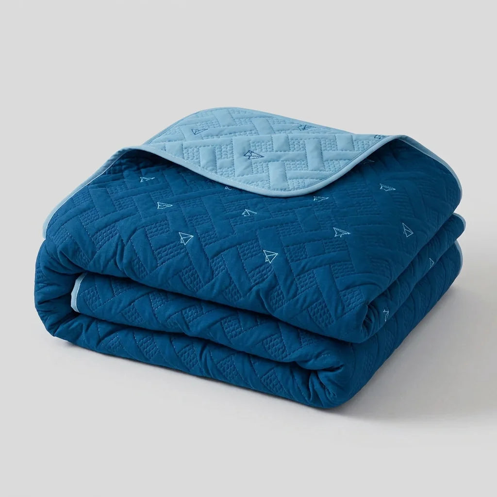 Cubrelecho Termosellado Doble Faz Cotton Sense Blue Origami