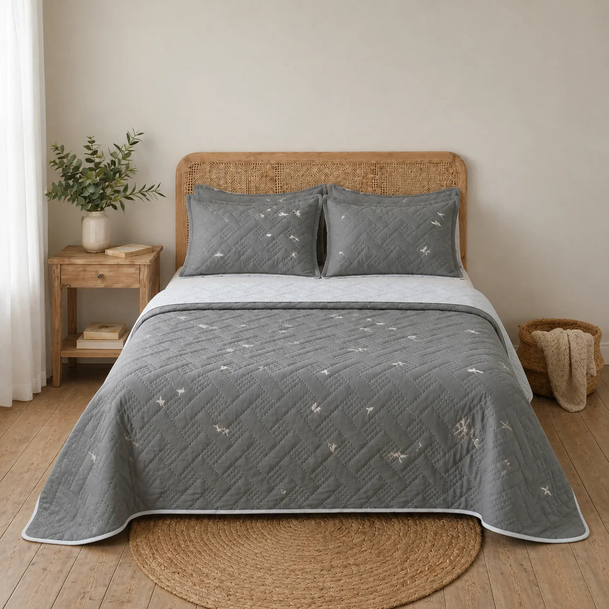 Cubrelecho Termosellado Doble Faz Cotton Sense  Ruta Del Mar