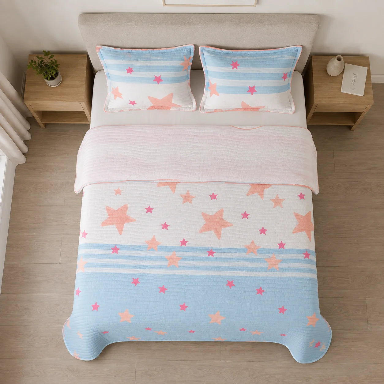 Cubrelecho Estampado Prensado Doble Faz Mundo Mágico
