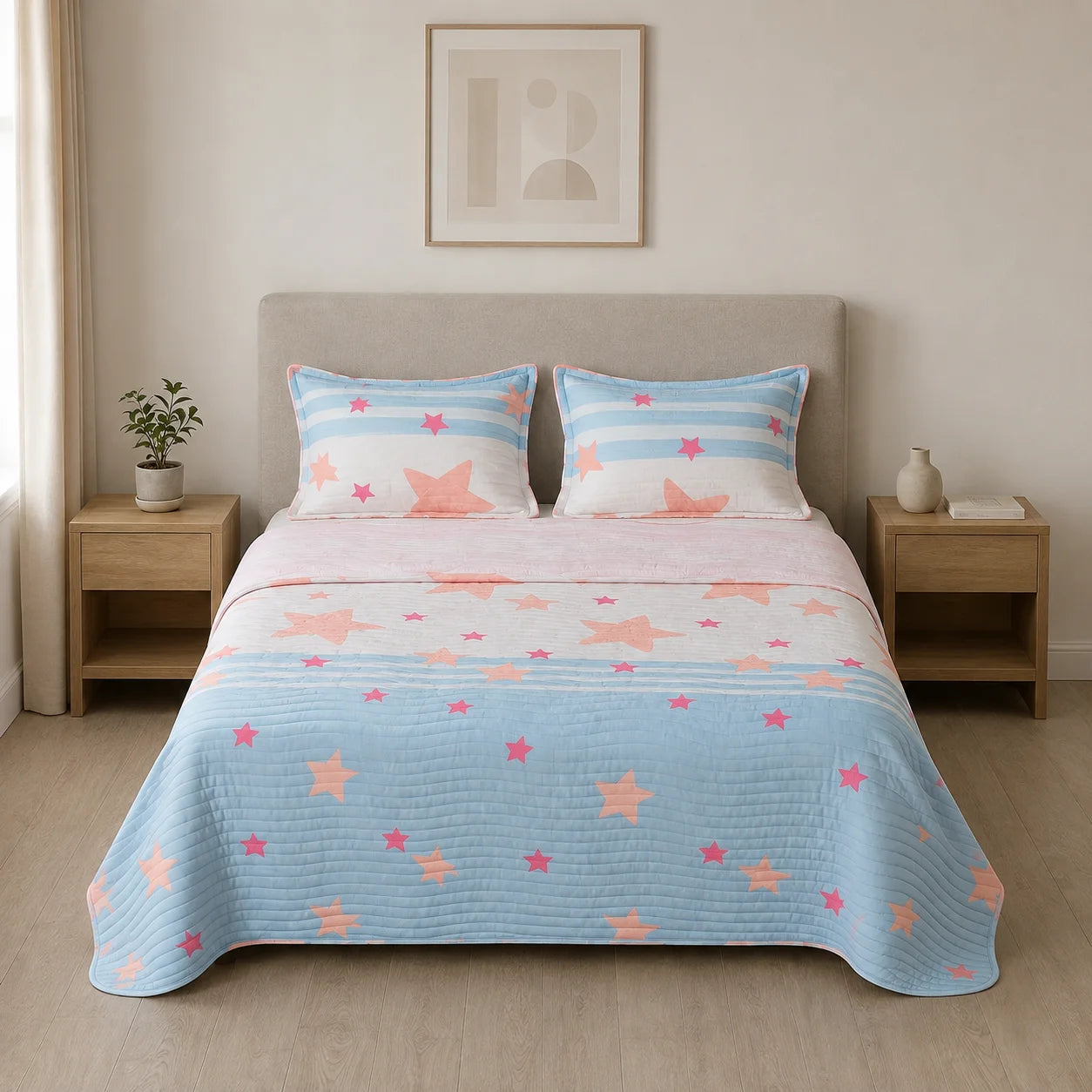 Cubrelecho Estampado Prensado Doble Faz Mundo Mágico