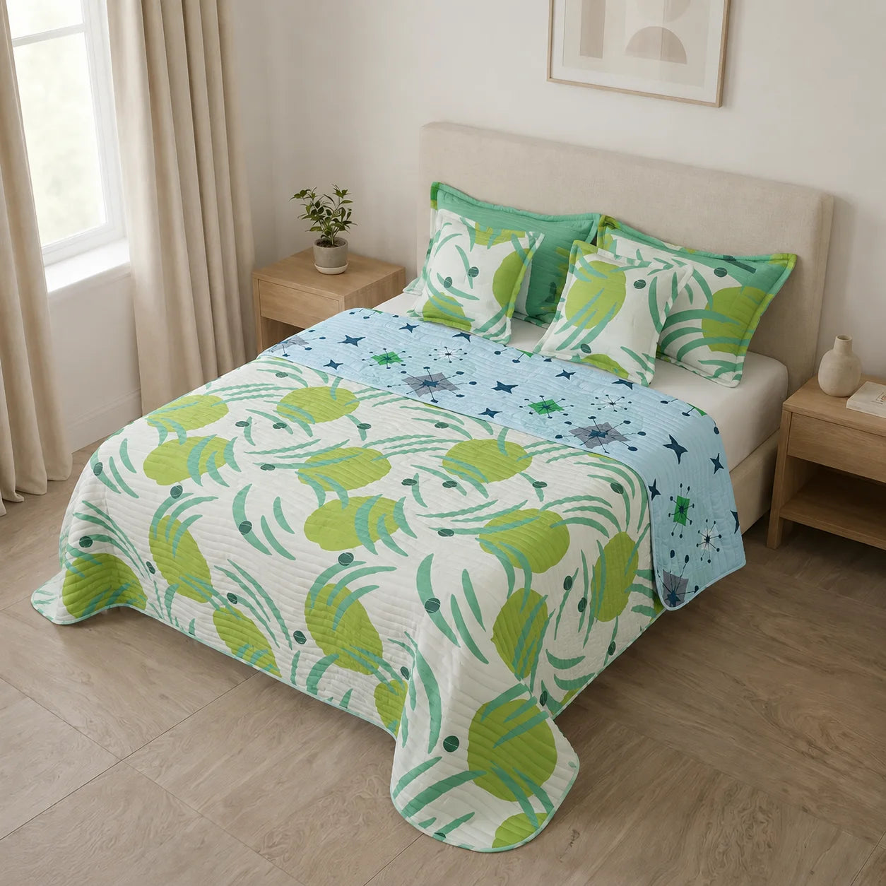 Cubrelecho Estampado Prensado Doble Faz  Universo Dual