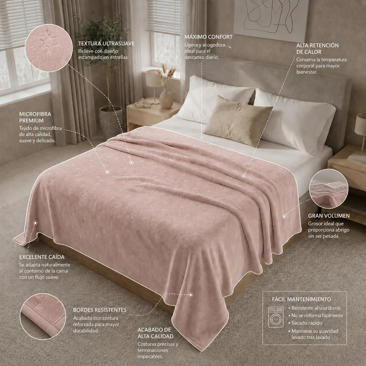 Cobija Comfortsoft Rosa Suave