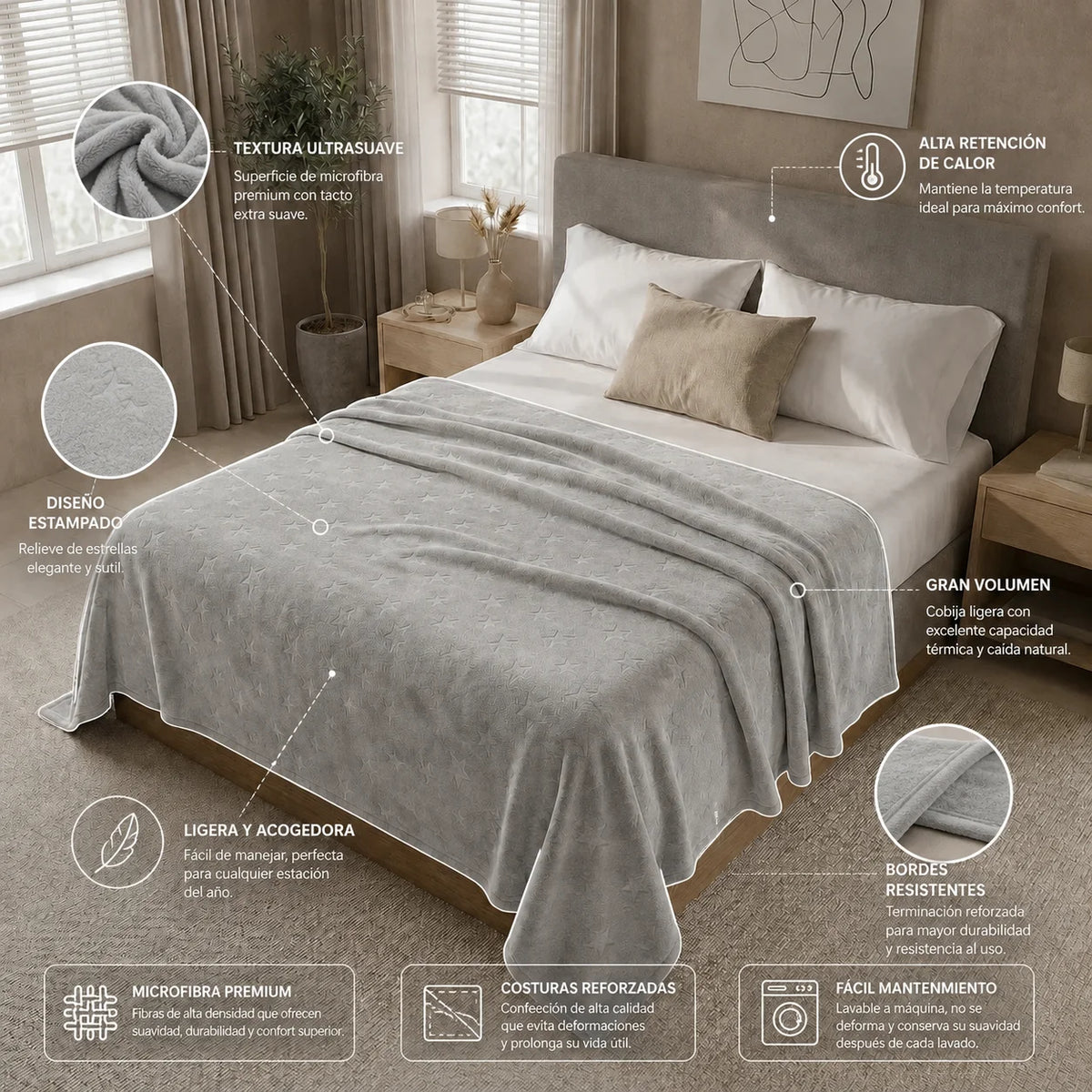 Cobija Comfortsoft Gris Claro Suave