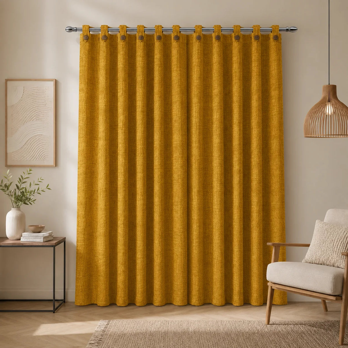 Cortina Yacar Boton Dorado Elegante