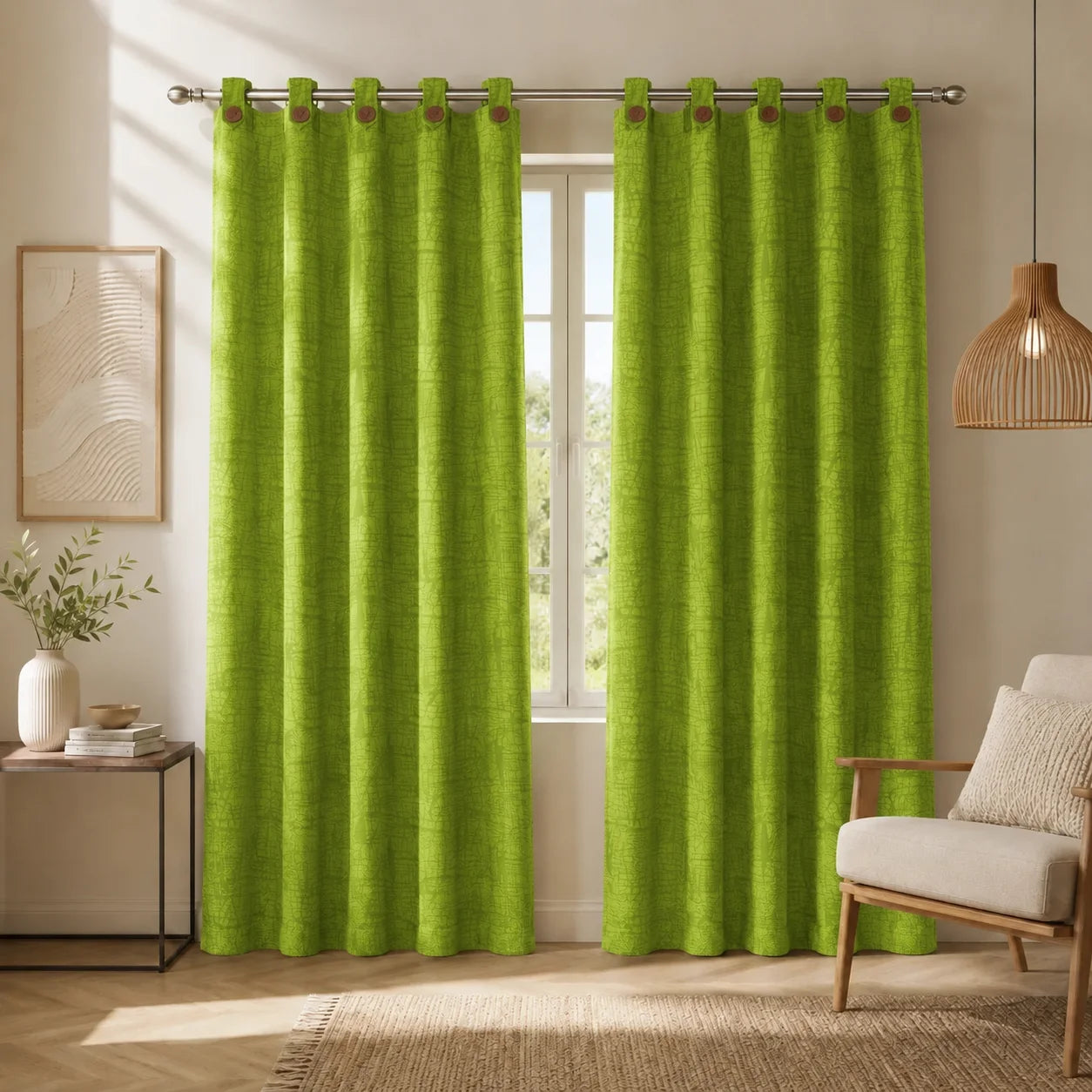 Cortina Yacar Boton Verde Elegante