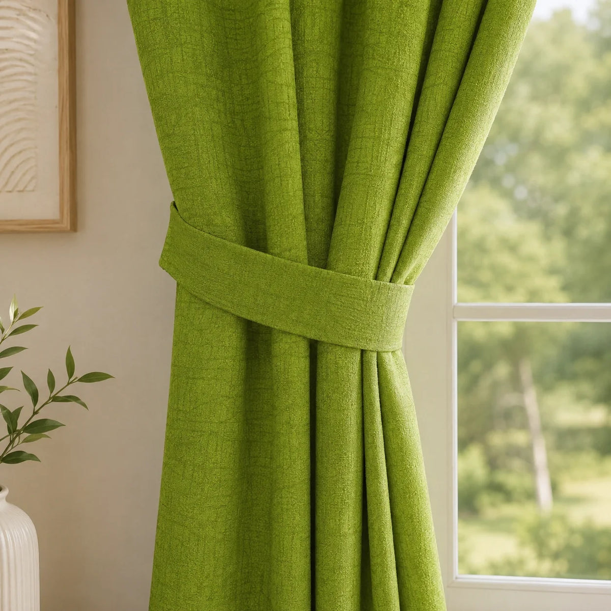Cortina Yacar Boton Verde Elegante
