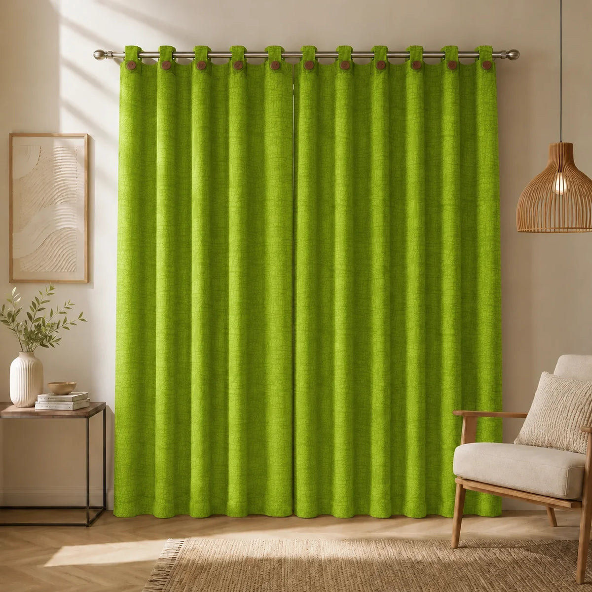 Cortina Yacar Boton Verde Elegante