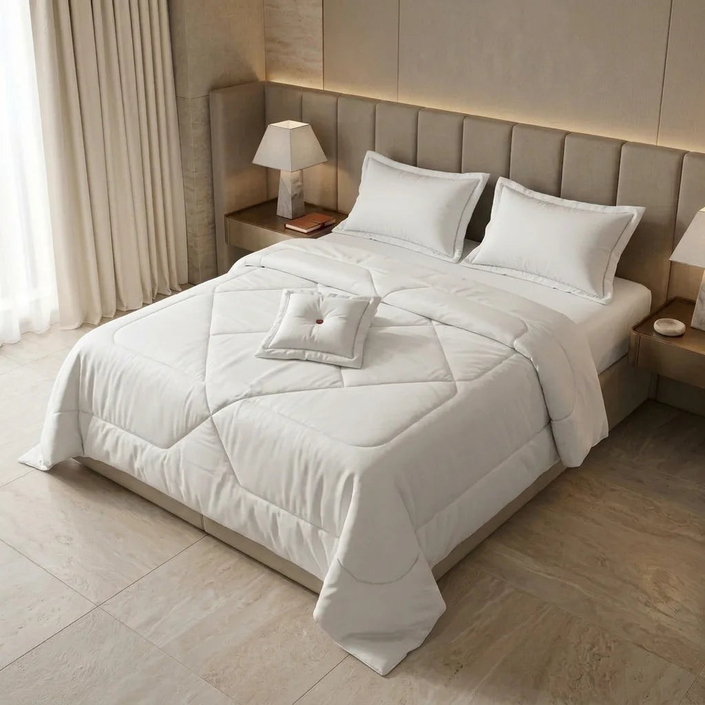 Cubrelecho Súper Acolchado Cama Doble-Blanco Blanco Esponjoso