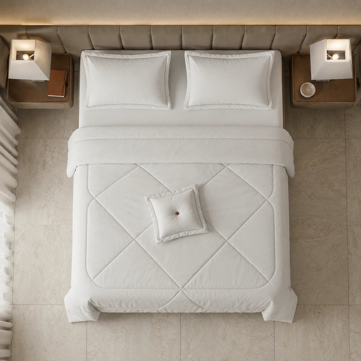 Cubrelecho Súper Acolchado Cama Doble-Blanco Blanco Esponjoso