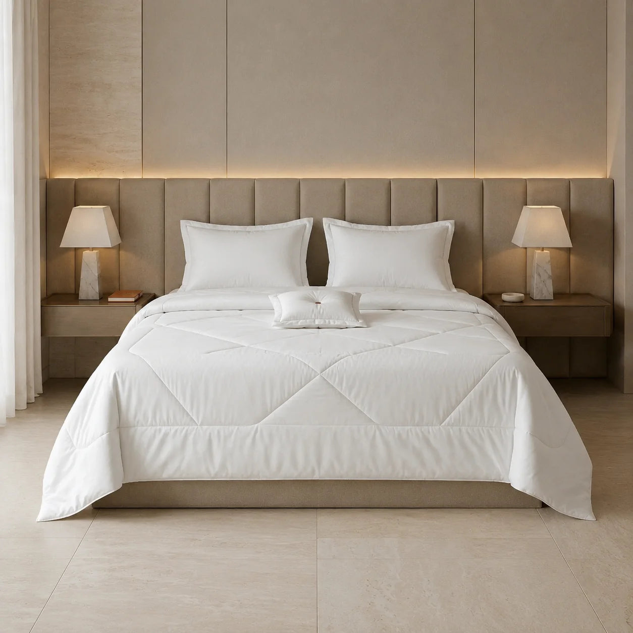 Cubrelecho Súper Acolchado Cama Doble-Blanco Blanco Esponjoso