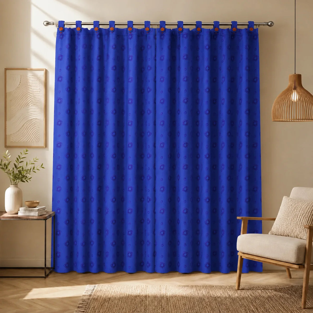 Cortina Yacar Boton Azul Elegante