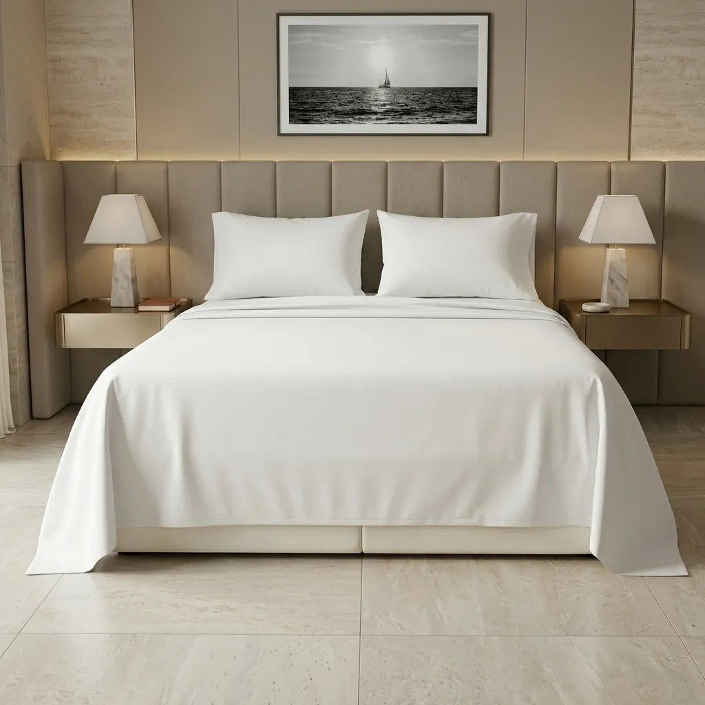 Juego De Sábana Microfibra Suavizada Blanca Hotelera Confortable