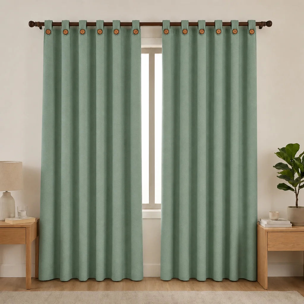 Cortina Black Out Anti-Luz Baltica Boton Verde Aislantes