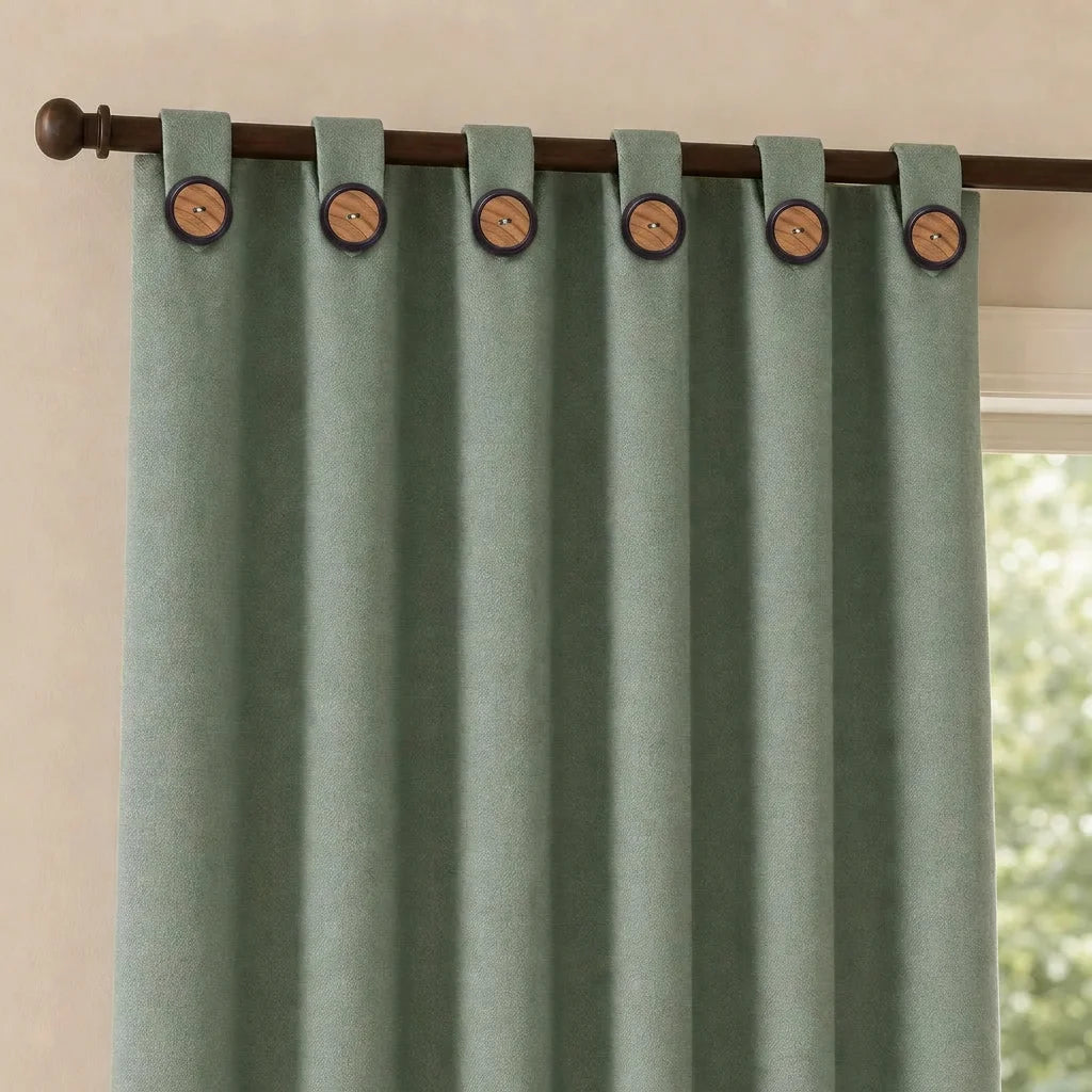 Cortina Black Out Anti-Luz Baltica Boton Verde Aislantes