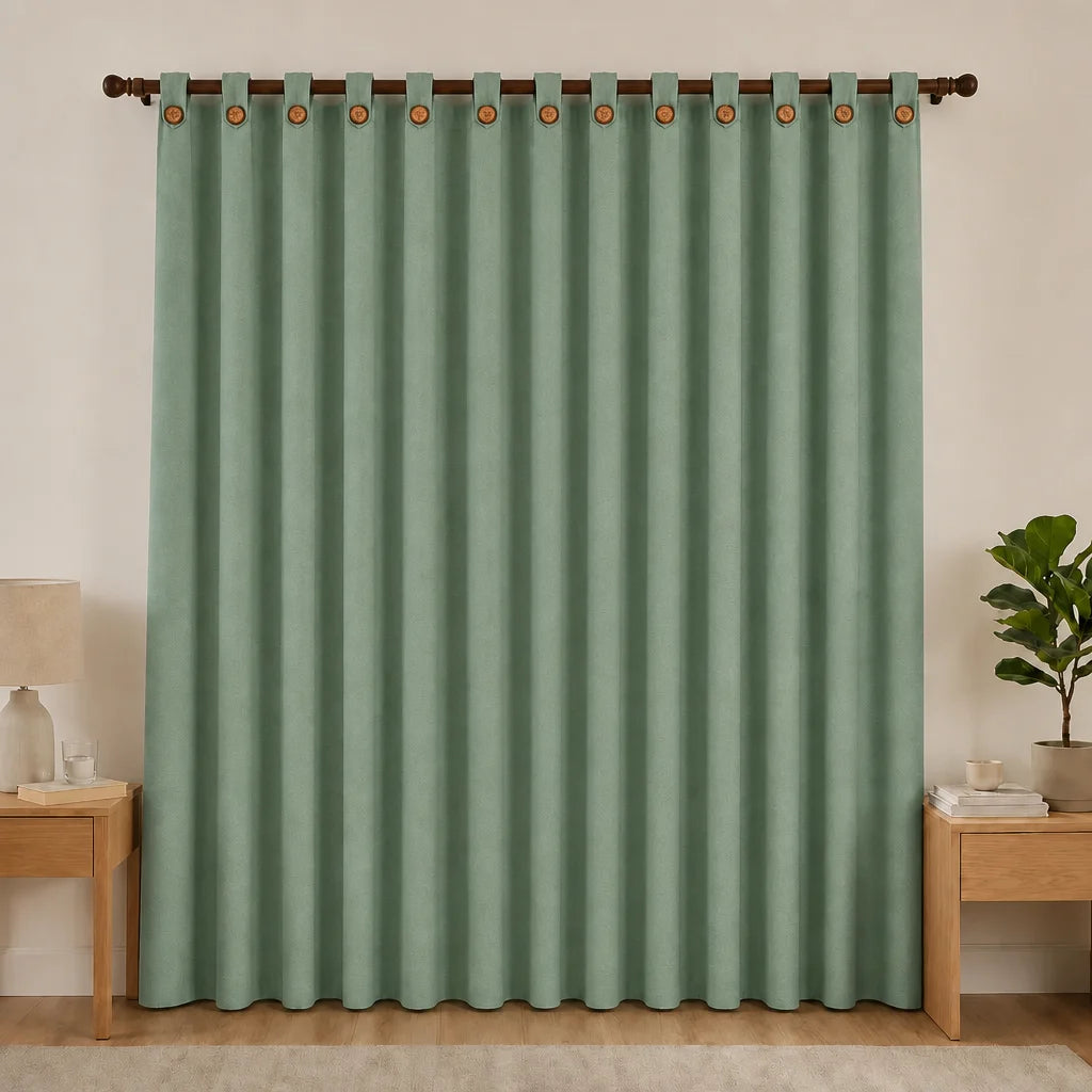 Cortina Black Out Anti-Luz Baltica Boton Verde Aislantes