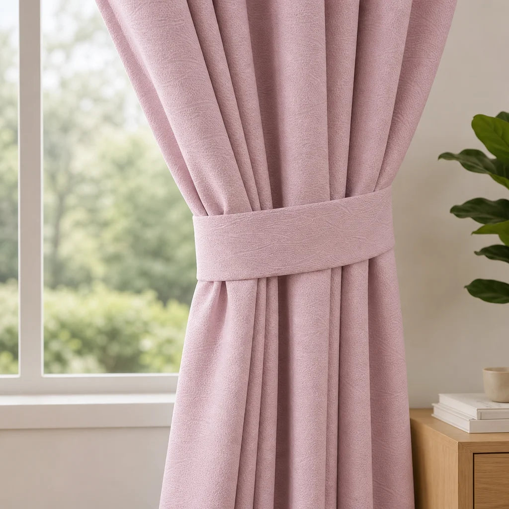 Cortina Black Out Anti-Luz Baltica Boton Rosado Aislantes