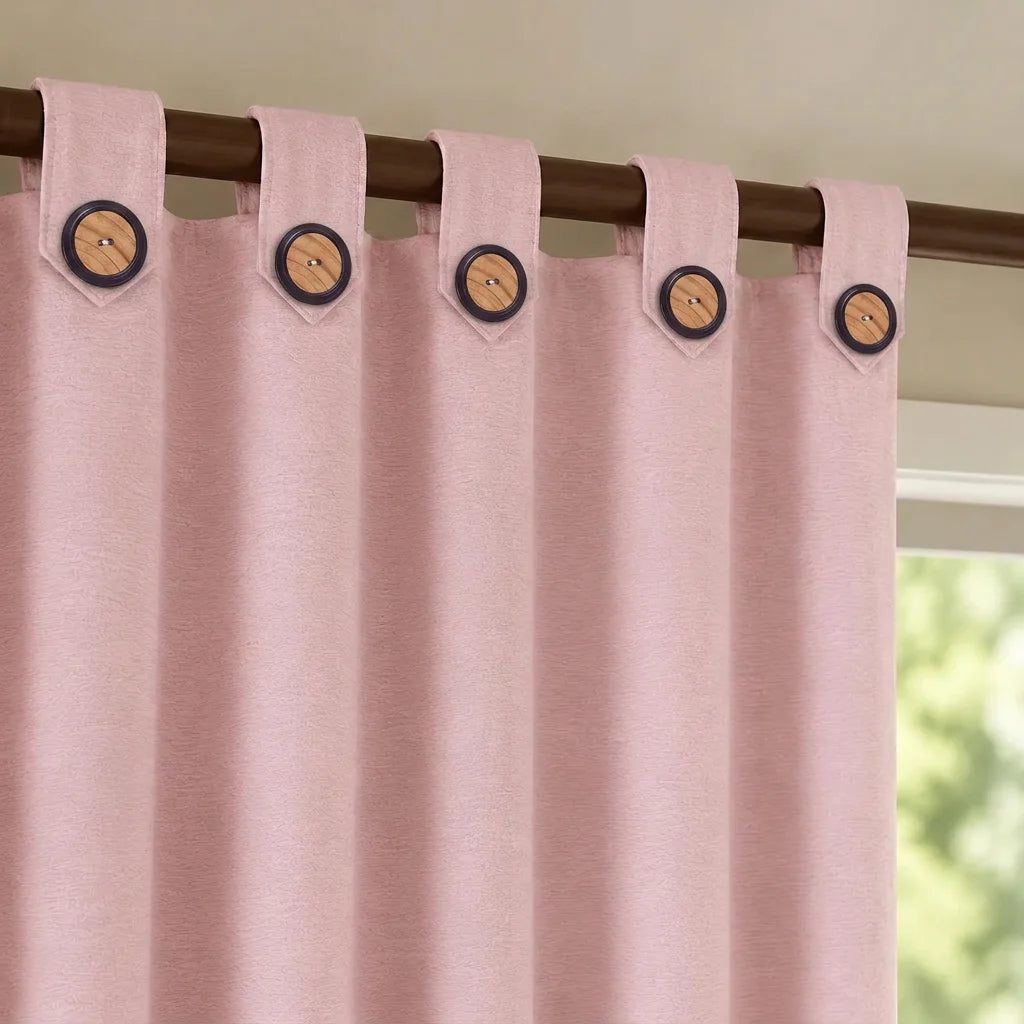 Cortina Black Out Anti-Luz Baltica Boton Rosado Aislantes