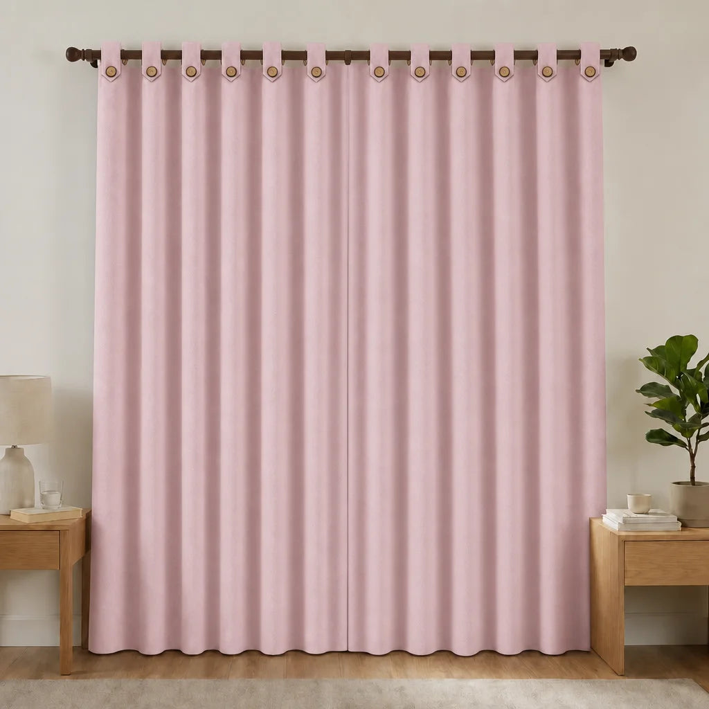 Cortina Black Out Anti-Luz Baltica Boton Rosado Aislantes