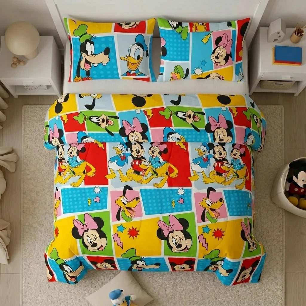 Cubrelecho Acolchado Disney Mickey Y Sus Amigos Multicolor Estampados Animados