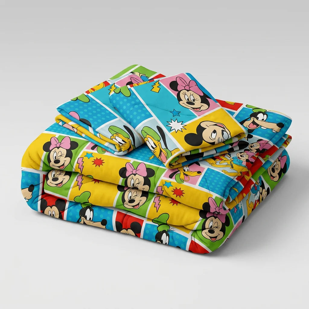 Cubrelecho Acolchado Disney Mickey Y Sus Amigos Multicolor Estampados Animados