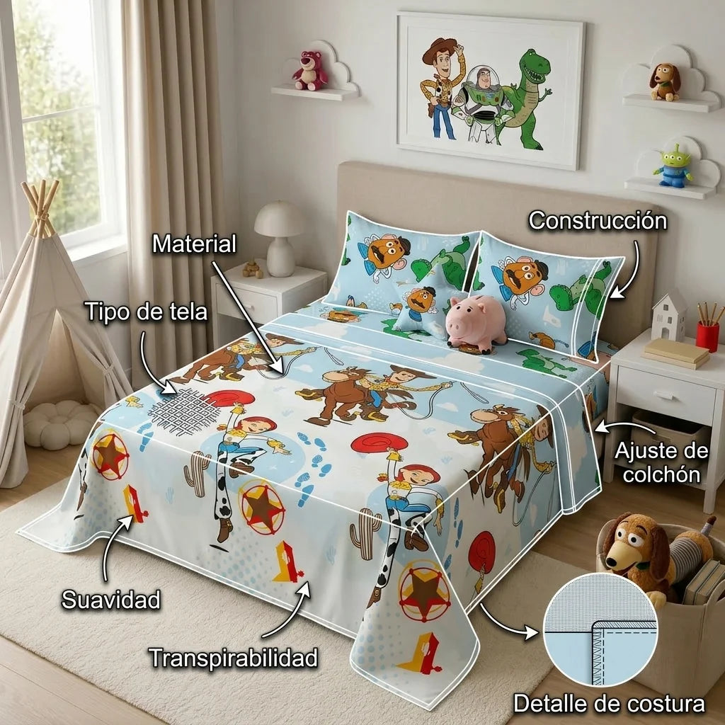 Juegos De Sábanas Disney Toy Story Celeste Estampados Animados