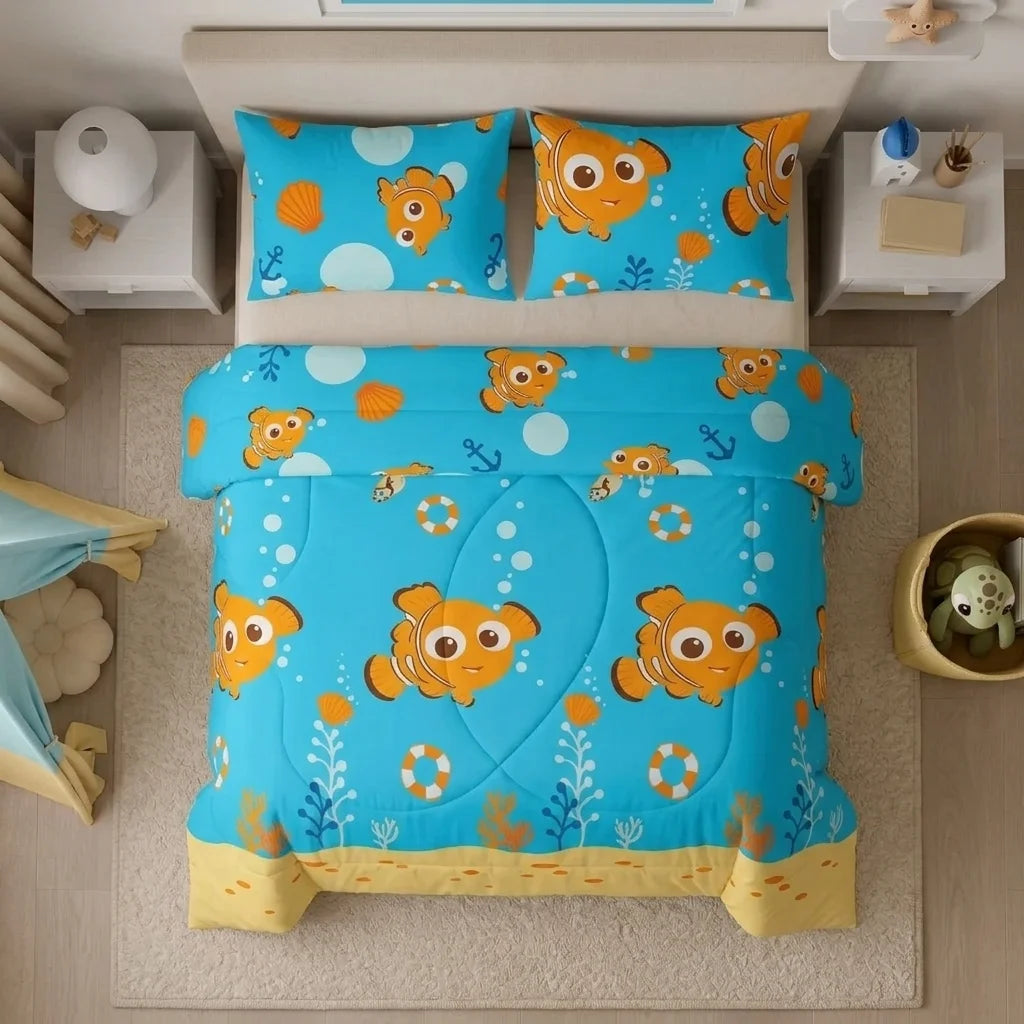 Cubrelecho Acolchado Disney Buscando A Nemo Celeste Estampados Animados