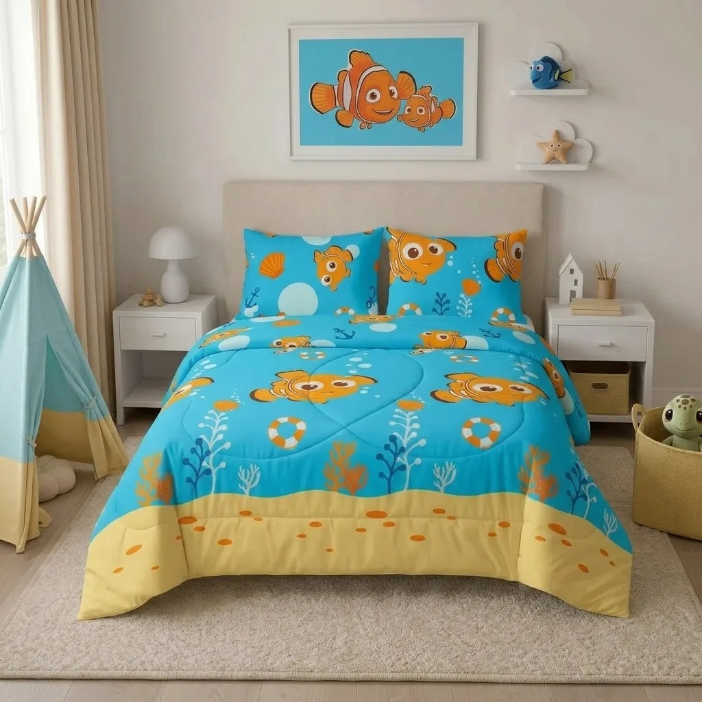 Cubrelecho Acolchado Disney Buscando A Nemo Celeste Estampados Animados