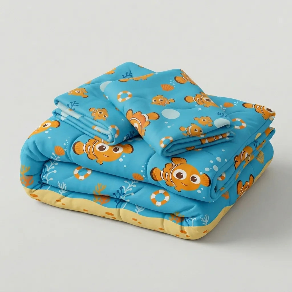 Cubrelecho Acolchado Disney Buscando A Nemo Celeste Estampados Animados