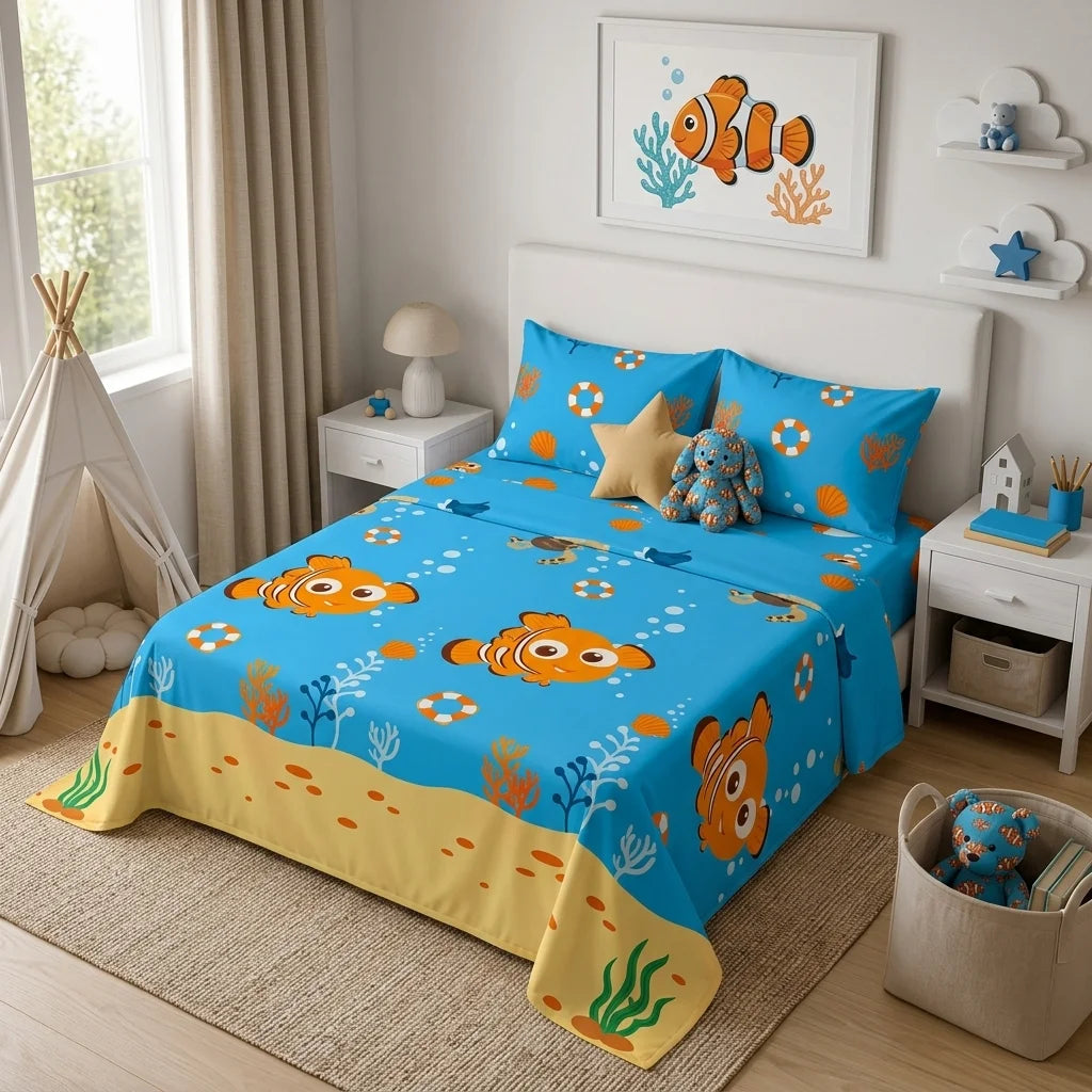 Juegos De Sábanas Disney Buscando A Nemo Celeste Estampados Animados