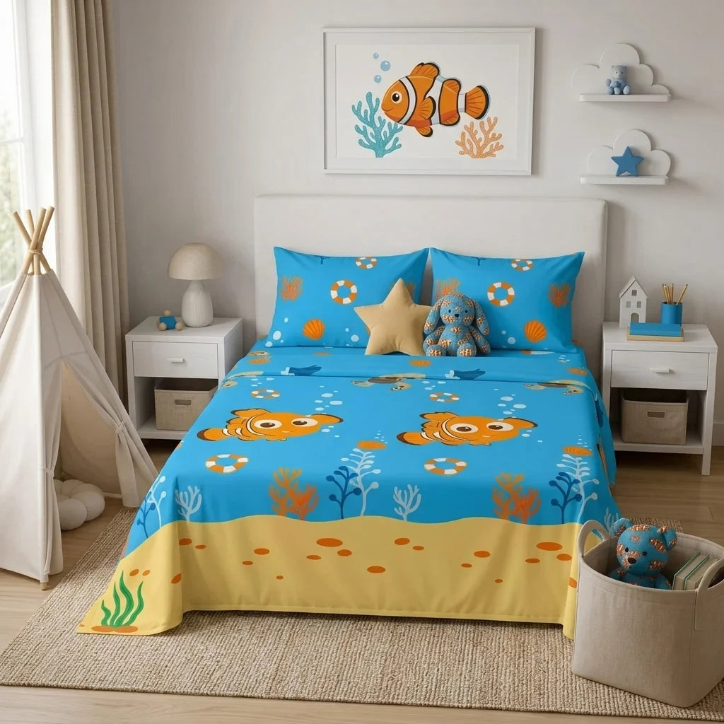 Juegos De Sábanas Disney Buscando A Nemo Celeste Estampados Animados