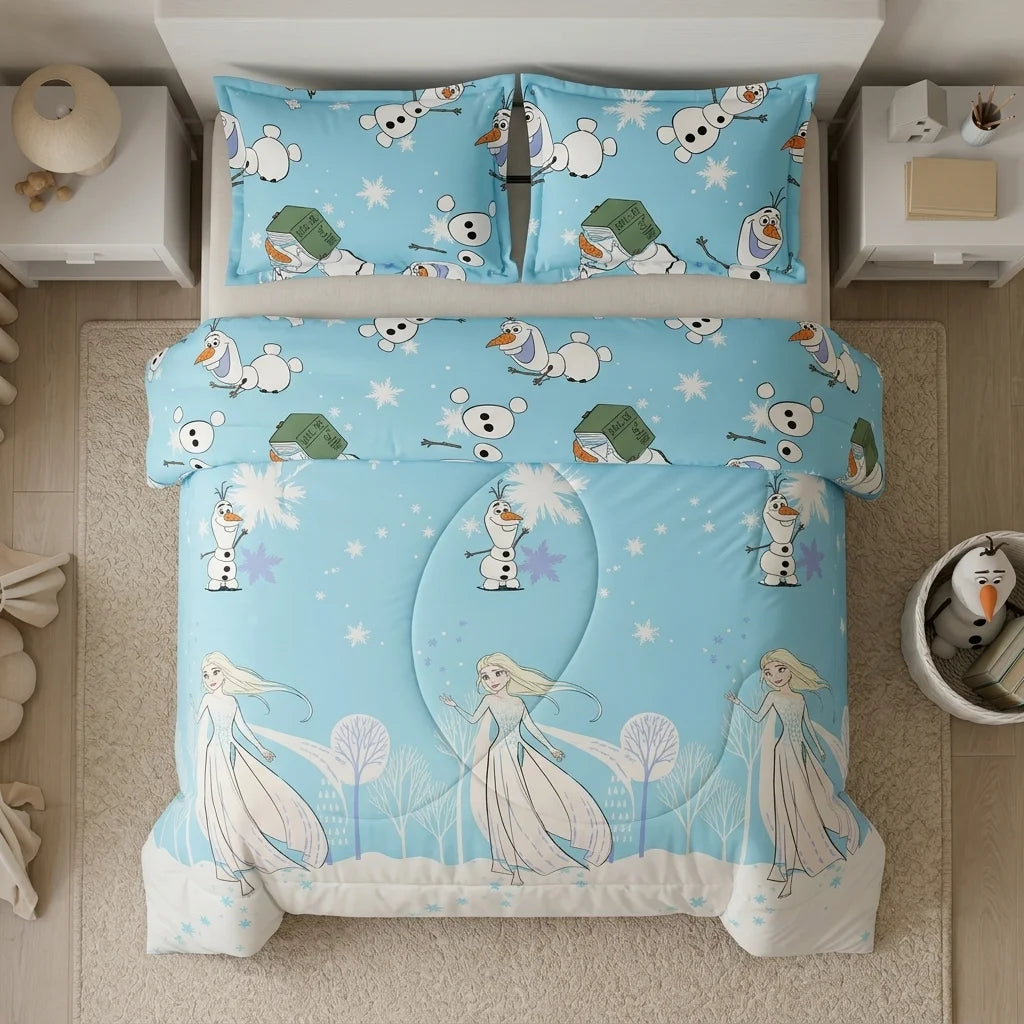 Cubrelecho Acolchado Disney Frozen Celeste Estampados Animados