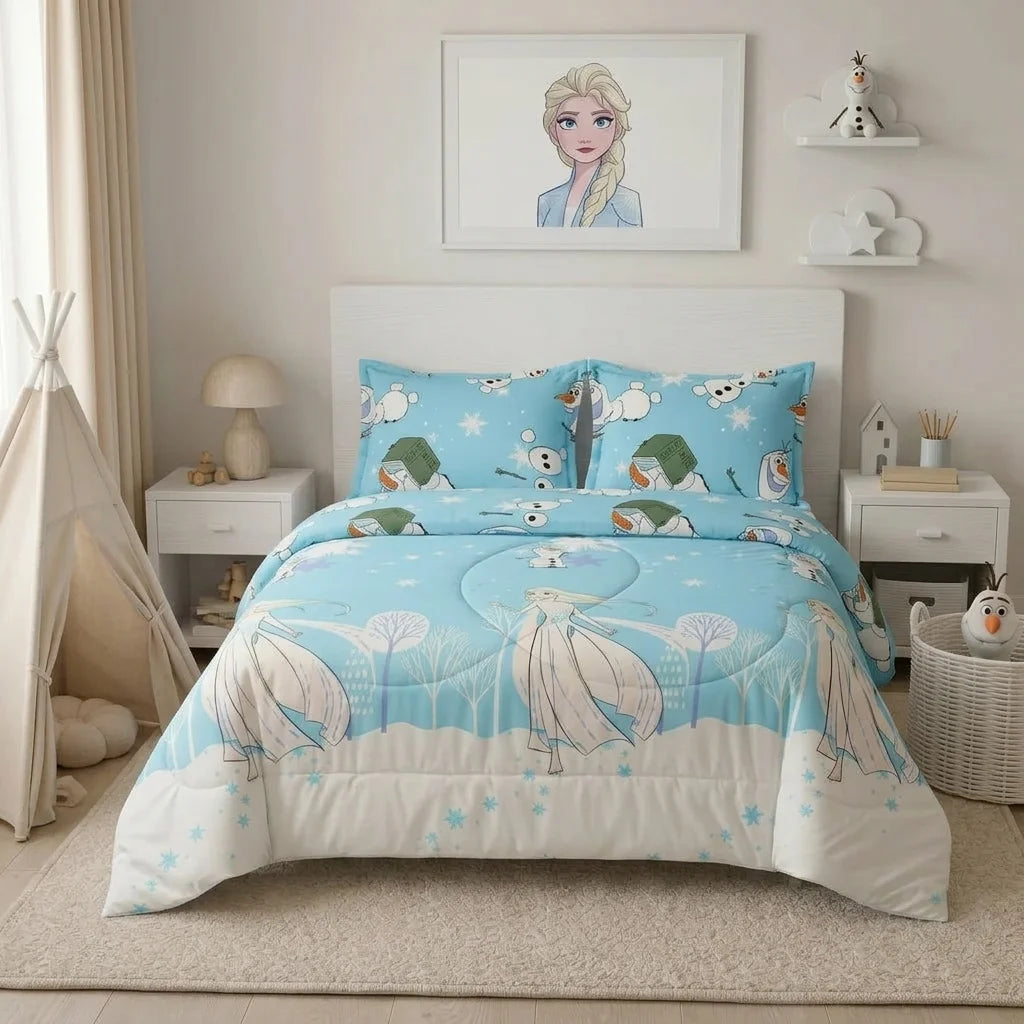 Cubrelecho Acolchado Disney Frozen Celeste Estampados Animados