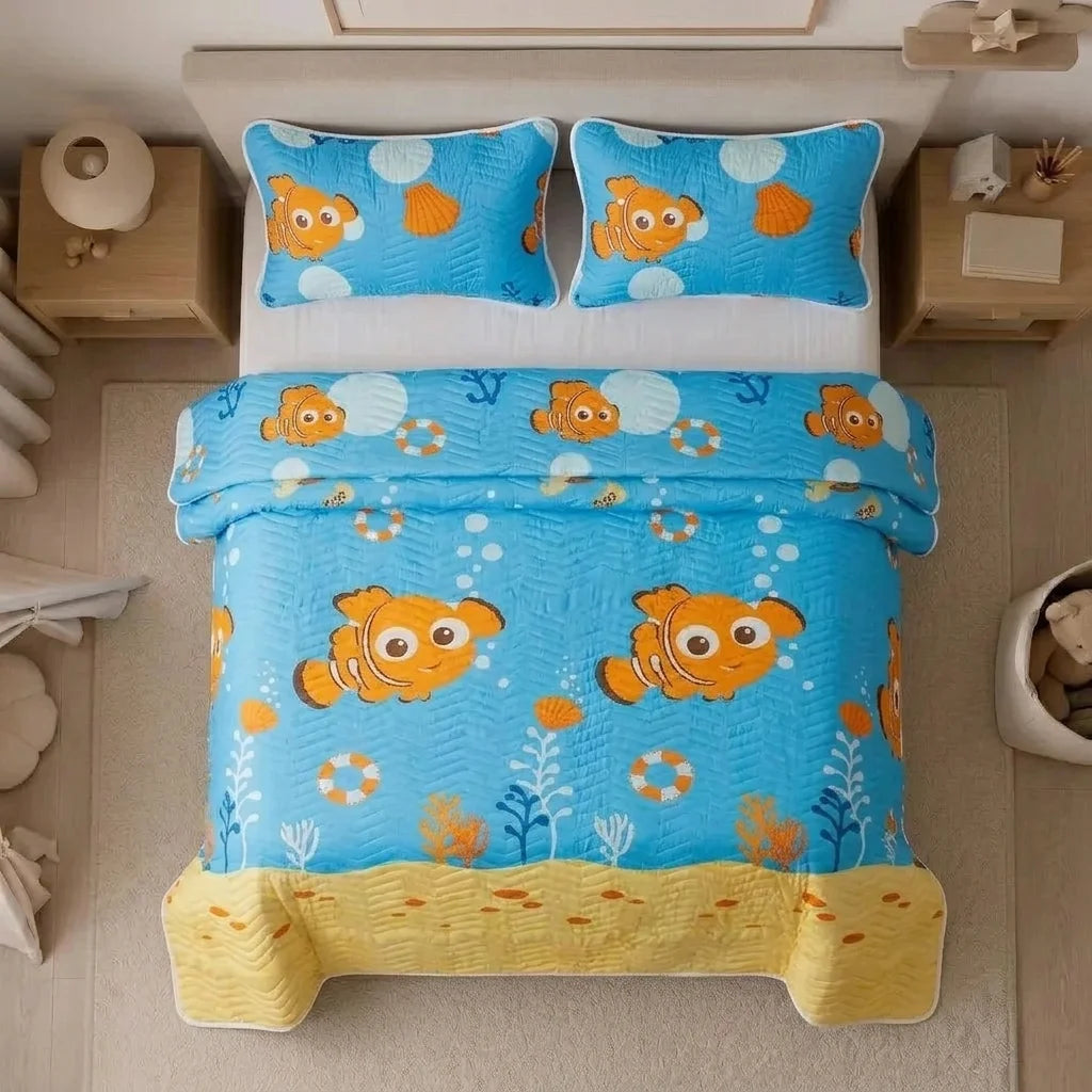 Cubrelecho Prensado Disney Buscando A Nemo Celeste Estampados Animados